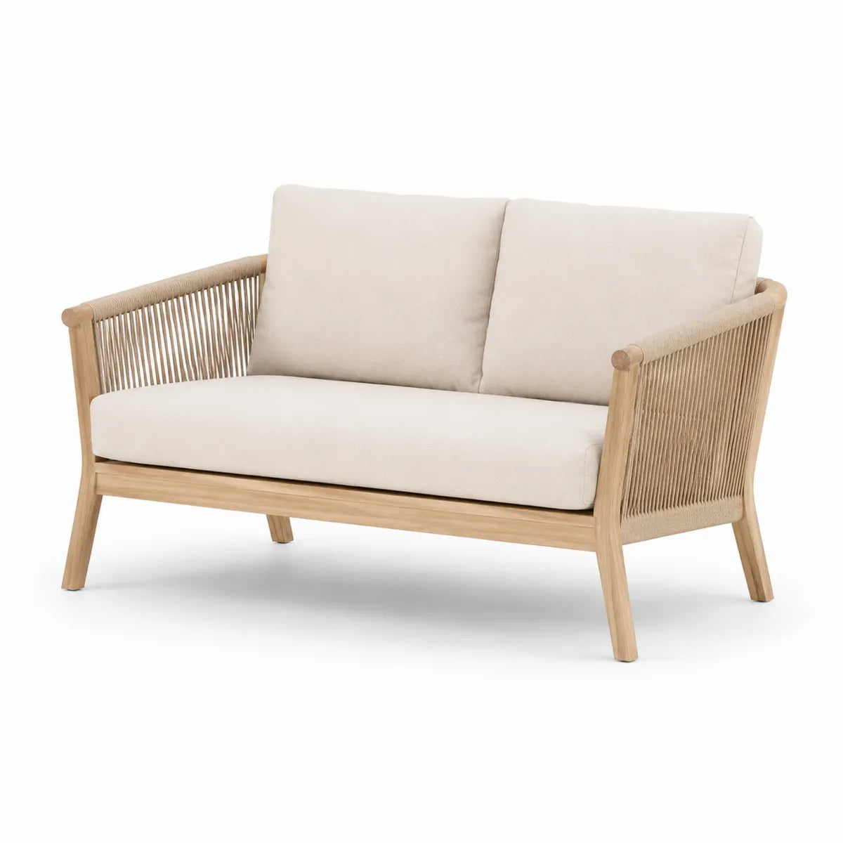 Dwuosobowa sofa ogrodowa liny drewno akacjowe 130x75x80cm