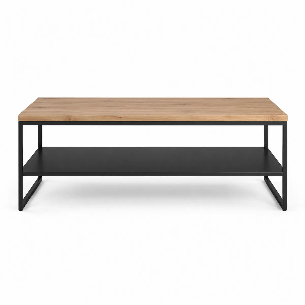 Stolik kawowy prostokątny drewno i metal dąb/czarny 110x60x45 cm