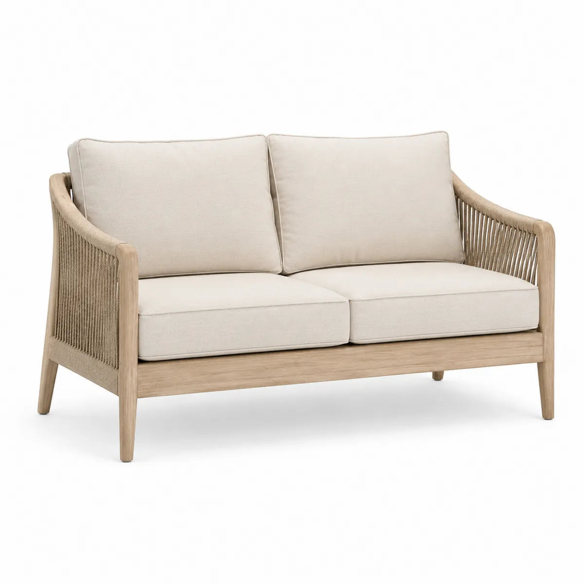 Dwuosobowa sofa ogrodowa drewno teak poliester 140x75x80 cm