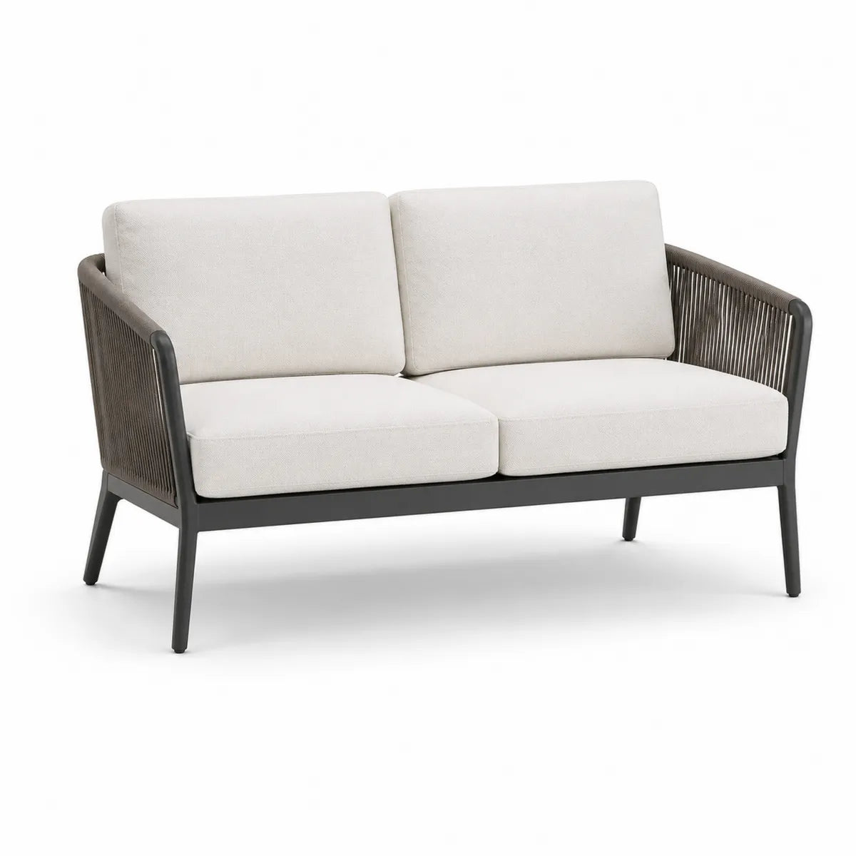 Sofa ogrodowa dwuosobowa aluminium tkanina poliestrowa jasnoszara 150x80x75cm