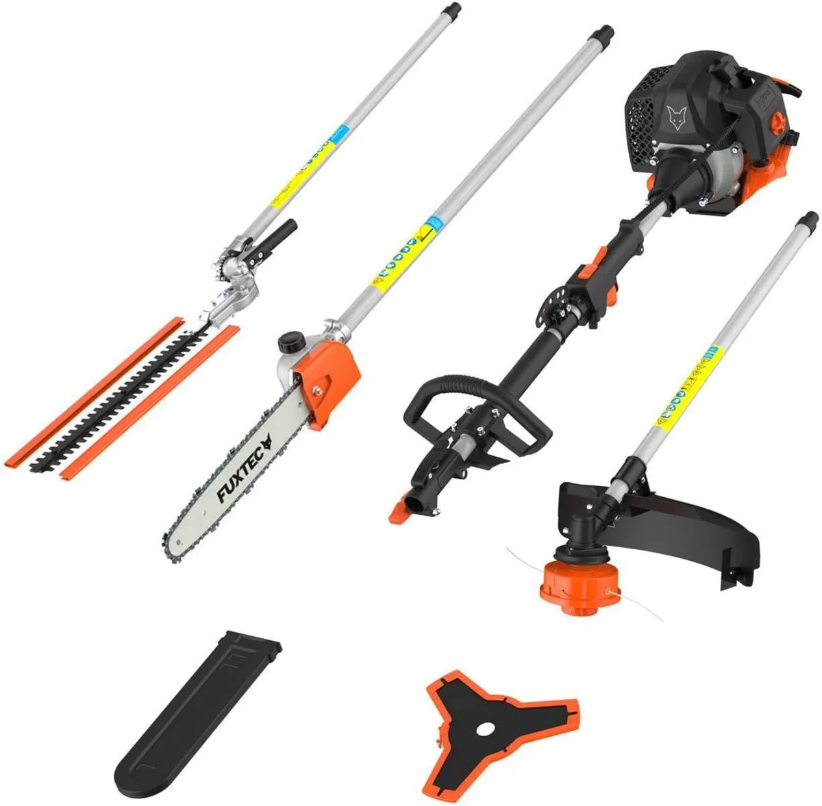 FX-MT152 kosa spalinowa, Kosa spalinowa FUXTEC 4w1: 52 cm3, z nozycami do zywoplotu, sekatorem na wysiegniku, glowica zylkowa i ostrzem 3-zebnym