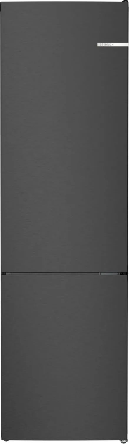 Bosch lodówka, KGN392XCF kombinowana, 203 x 60 cm, z zamrażarką, czarna, seria 4, stojąca na zimno