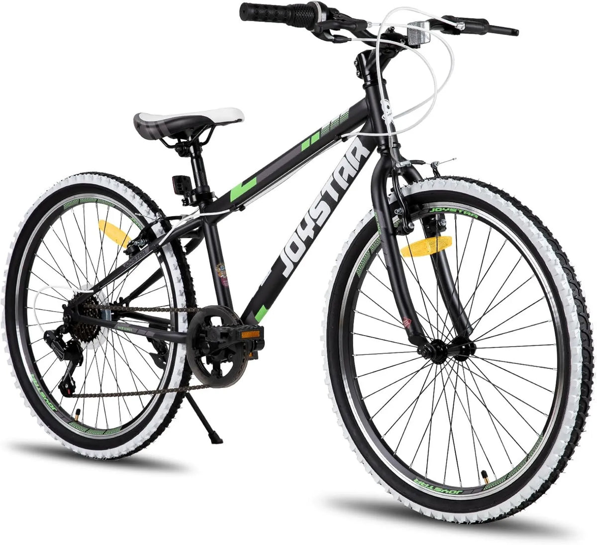 Rower dziecięcy, 20 cali, rower górski typu hardtail dla dzieci z 1-biegową przerzutką/7-biegową, białe opony nobby