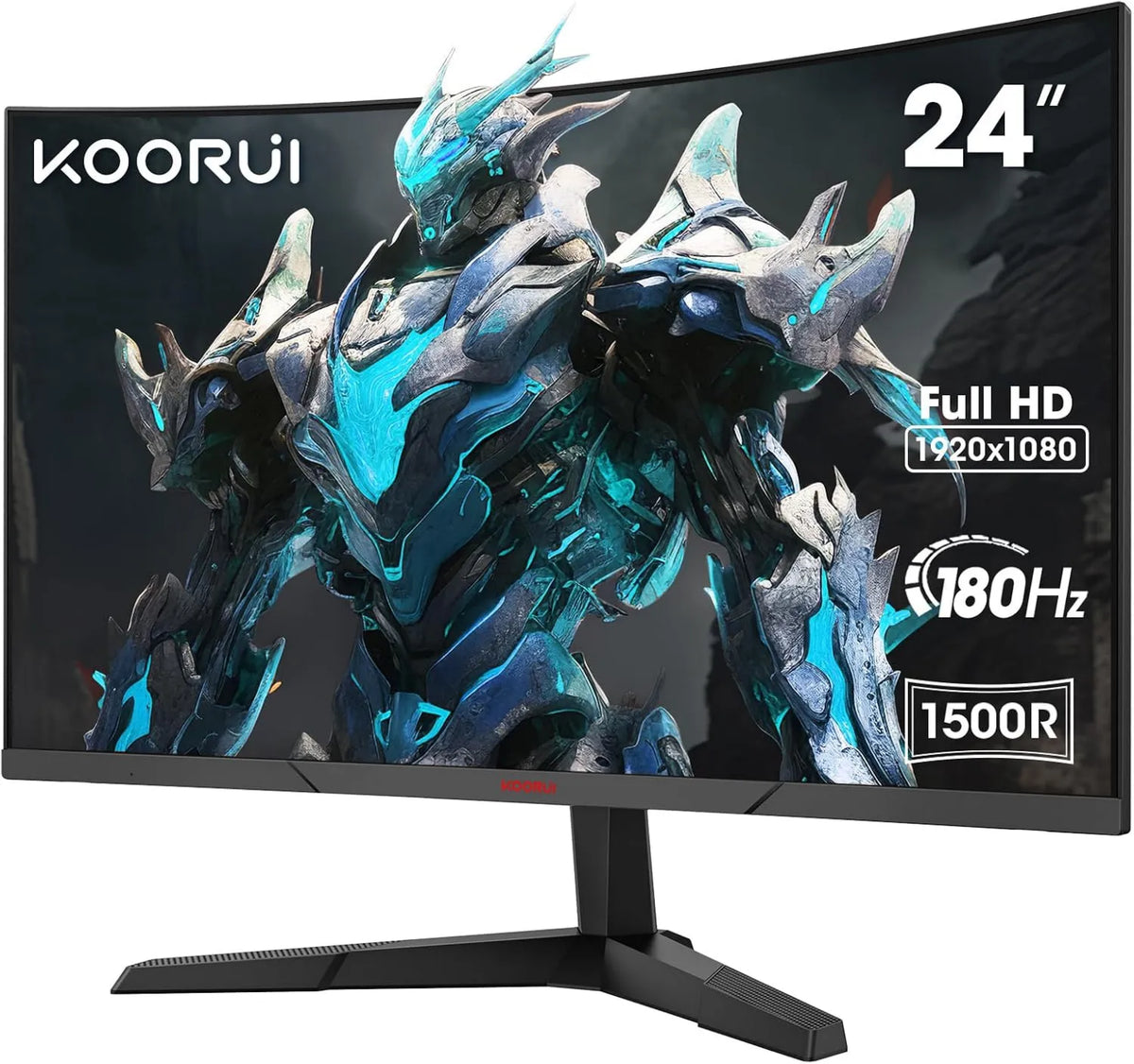 KOORUI monitor komputerowy, 24E6CA 1500R, 100x100 mm, 1 ms, 180 Hz, konfiguracja gier, Full HD, VA płyty, HDMI, ekran PC, DP1, 24 PC ekran Gamer Incurvé 180 Hz