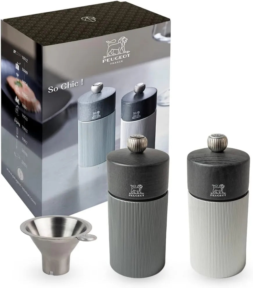 Peugeot, Mill, 12 cm, aluminium, drewno, pudełko na prezenty