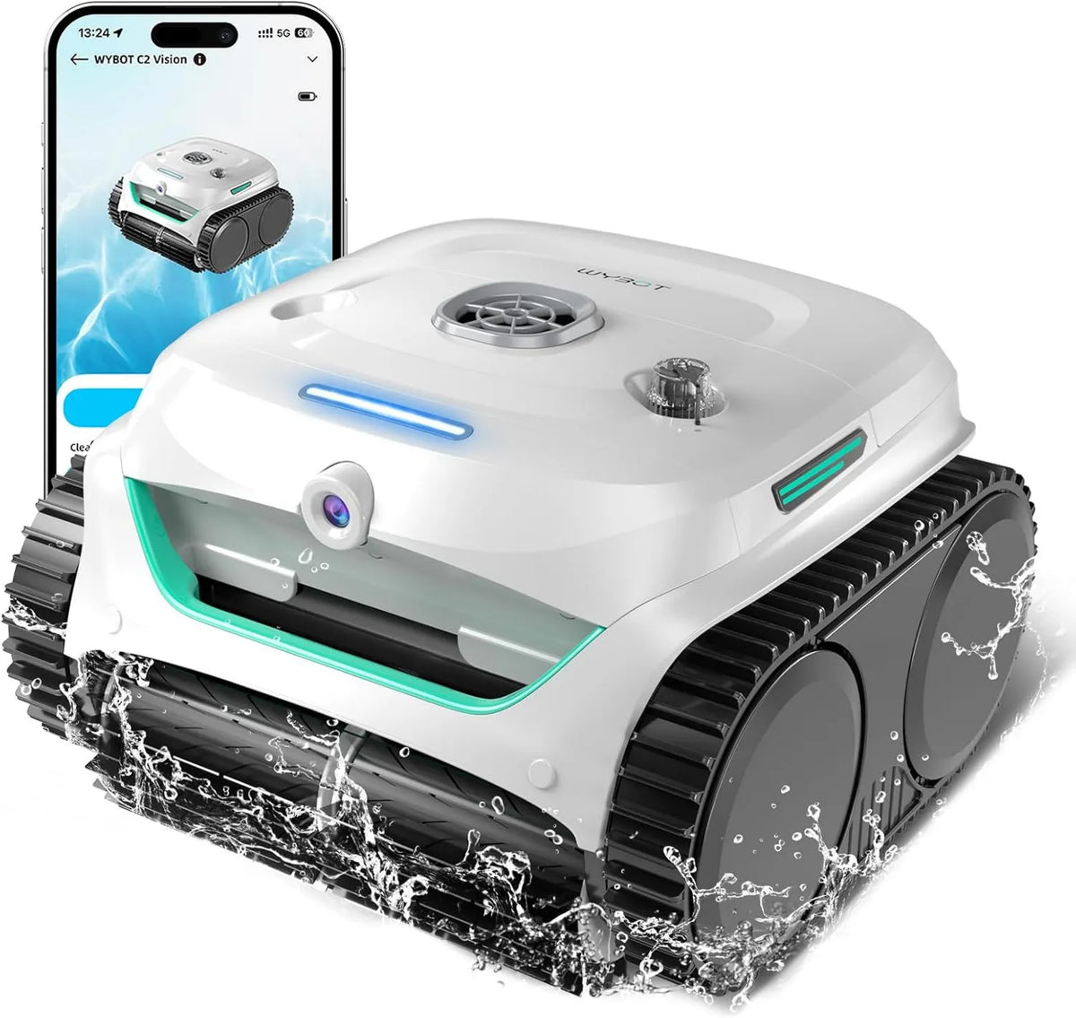 C2 odkurzacz, 180 m², 182 m², zasilanie akumulatorowe, WYBOT Vision AI, bezprzewodowy robot basenowy z akumulatorem, dwuwarstwowa filtracja