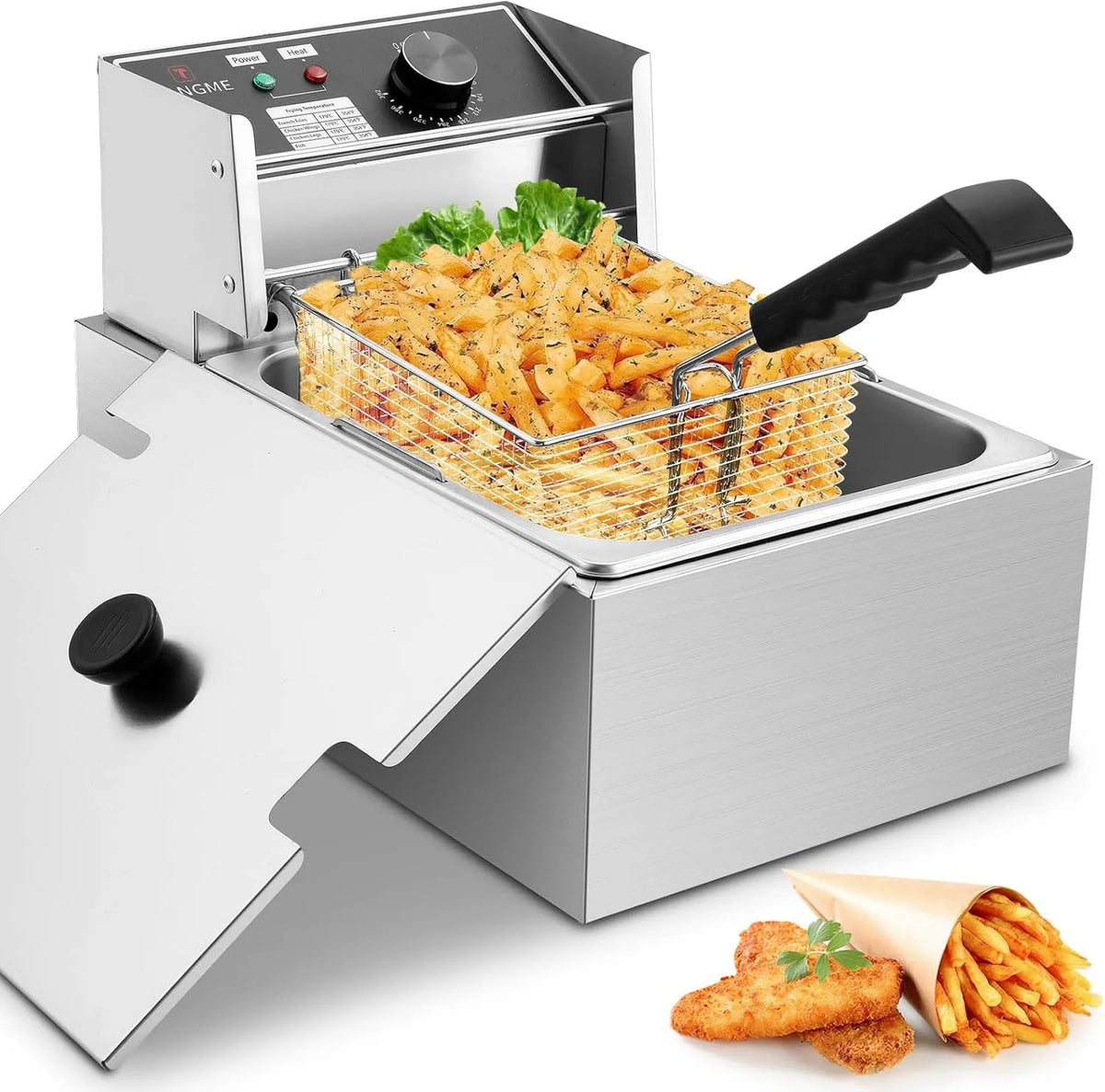 TANGME, Fryuse wyposażony w koszyk 10 l 1700 W Frytkownice elektryczne ze stali nierdzewnej Epissi 0, 8 mm Duża pojemność do użytku domowego i handlowego