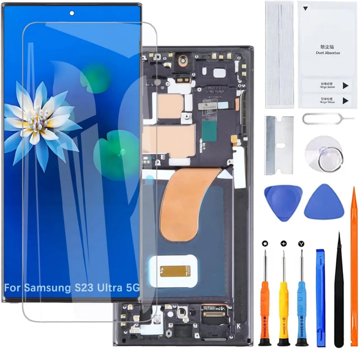 Samsung S23 S918B/DS, czarny z ramką, bez odcisków palców