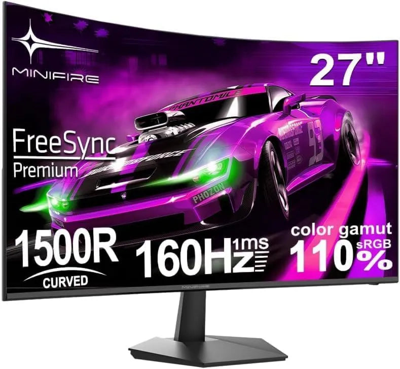 Minifire monitor komputerowy, Monitor 1500R HDMI2.0, DP1.4, 27 cali, 100x100 mm, 1920 × 1080, 1 ms, 160 Hz, konfiguracja gier, Full HD, PC wyświetlacz, sRGB110%, 1ms MPRT, MFG27C1 L