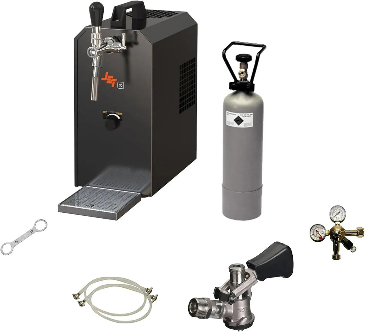 ich-zapfe.de, Adapter CO2, butelka, 5 l, 3 Bar, 2 kg, Zestaw do mieszania piwa Suszarka do paliwa Jet 30 z reduktorem Ciśnienie 3 Bar