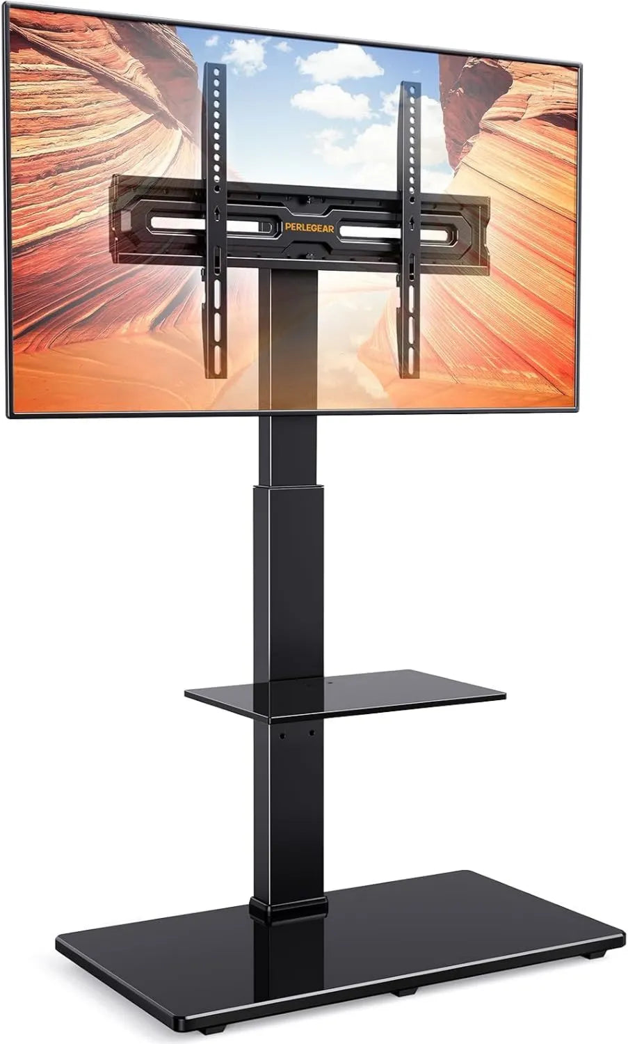 Perlegear, 70- calowa szafa TV, 600x400 mm, regulowana półka z maks. 10 kg, uchwyt na telewizor stojący z obrotem 80 stopni