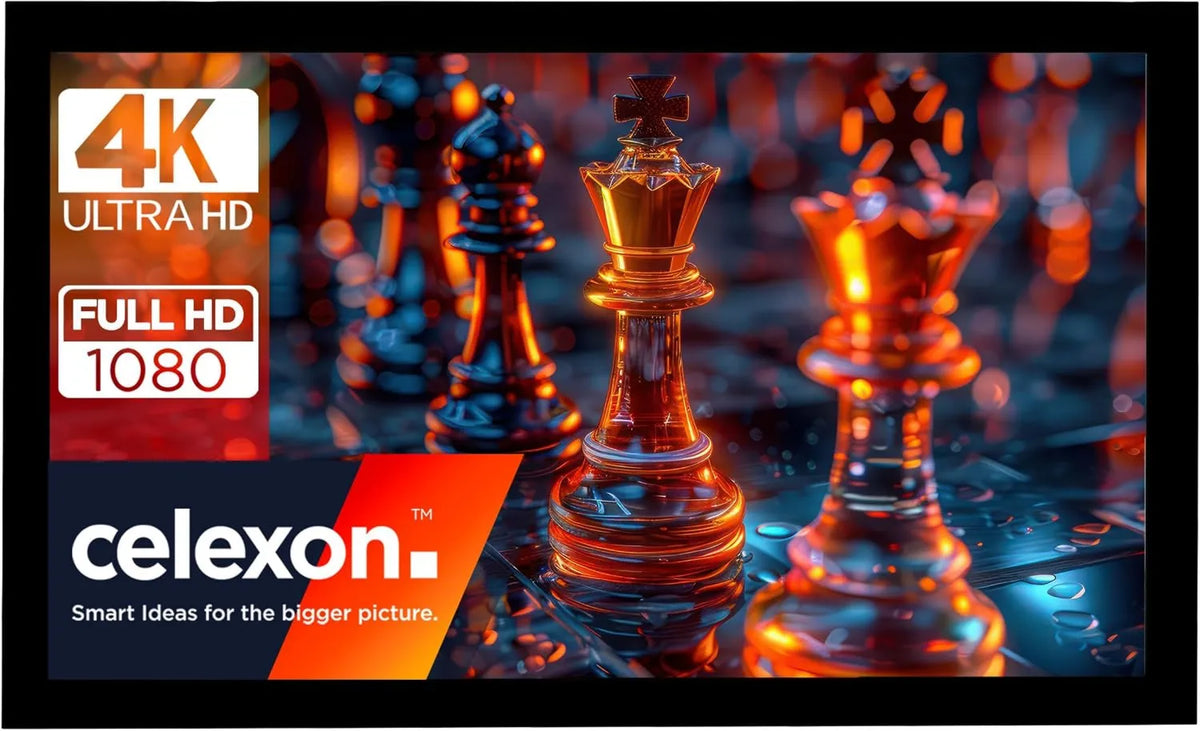 celexon, Produkt 200x113 cm 16: 9, Podstawowy ekran projekcyjny na 90 'ramka, 4K ekran ramkowy z plug- w systemie i nacięty płótno dla doskonałego