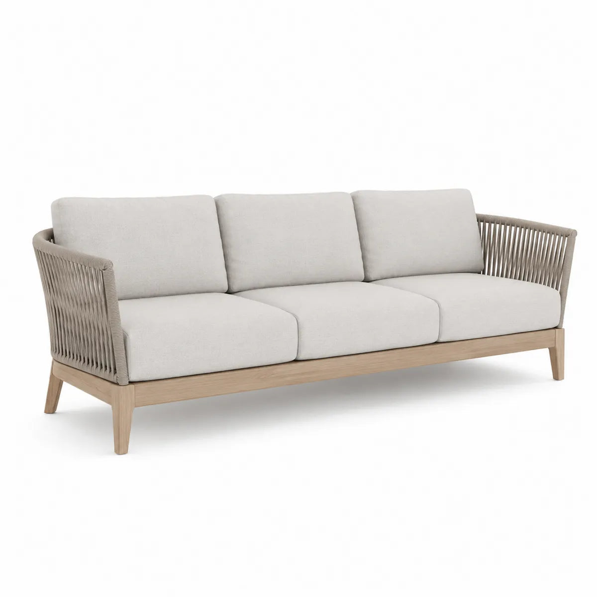 Trzyosobowa sofa ogrodowa drewno eukaliptus i poliester