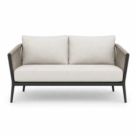 Sofa trzyosobowa z tkaniny poliestrowej i aluminium 180 cm