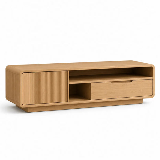 Szafka RTV drewniana 120x40x40 cm z drzwiczkami przesuwanymi i szufladą