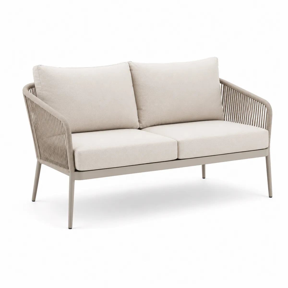 Beżowa sofa ogrodowa z aluminium i liny poliestrowej