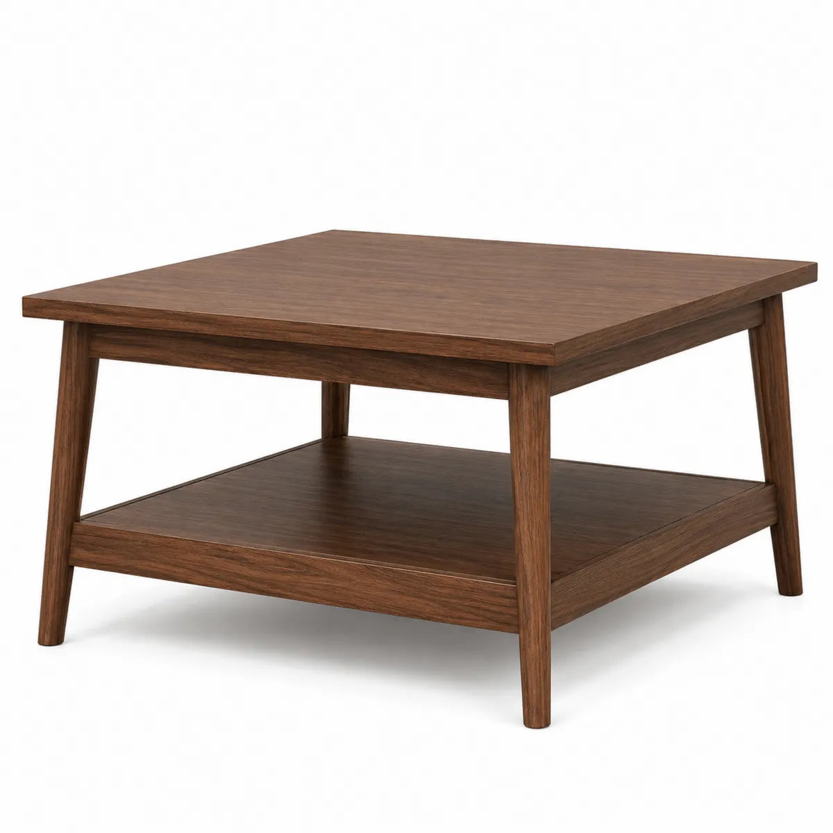 Kwadratowy stolik kawowy z drewna dębowego 80x80x45 cm z półką