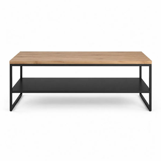 Stolik kawowy prostokątny drewno i metal dąb/czarny 110x60x45 cm