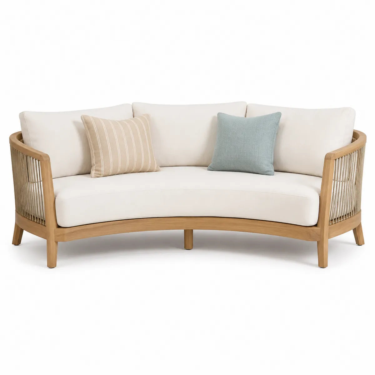 Drewniana sofa z liny z poduszkami 200 cm
