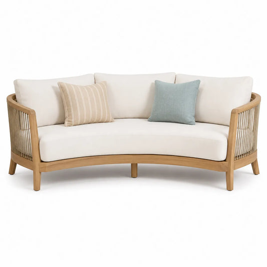 Drewniana sofa z liny z poduszkami 200 cm