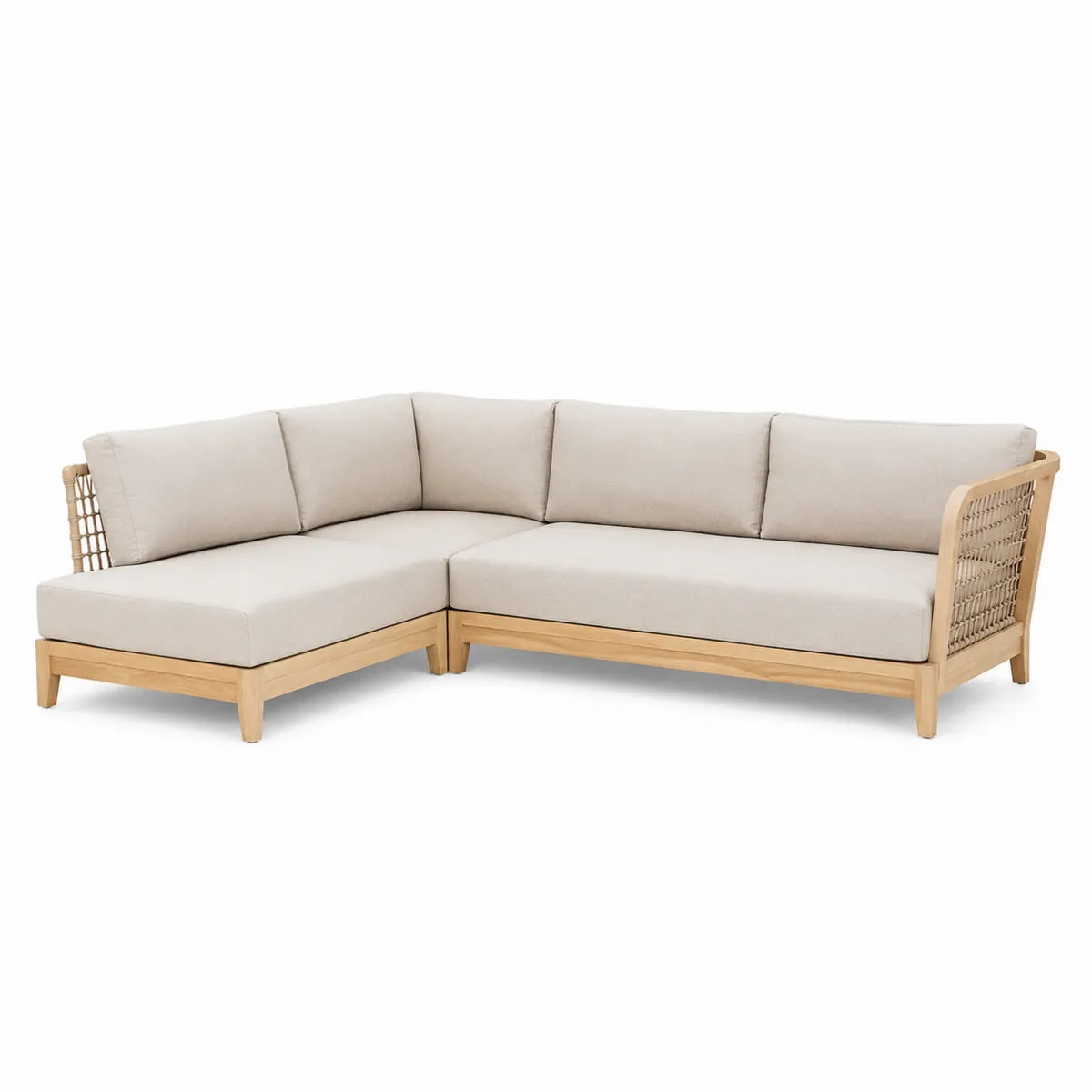 Sofa narożna ogrodowa teak beżowa 300 cm