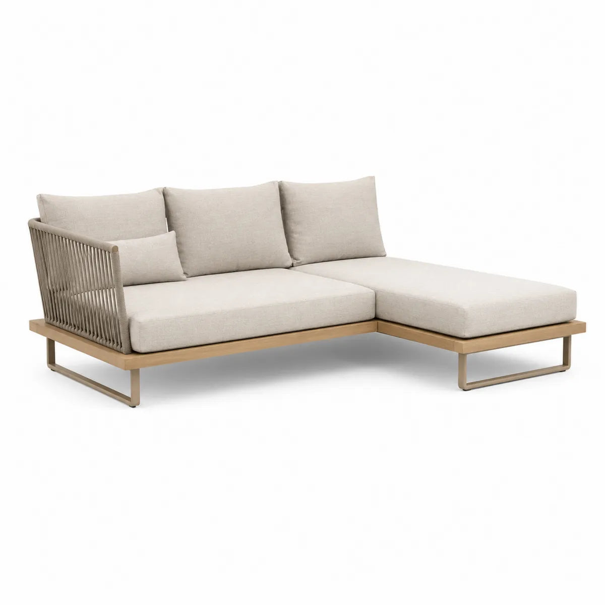 Sofa narożna zewnętrzna aluminiowa beżowa 200x150x70cm