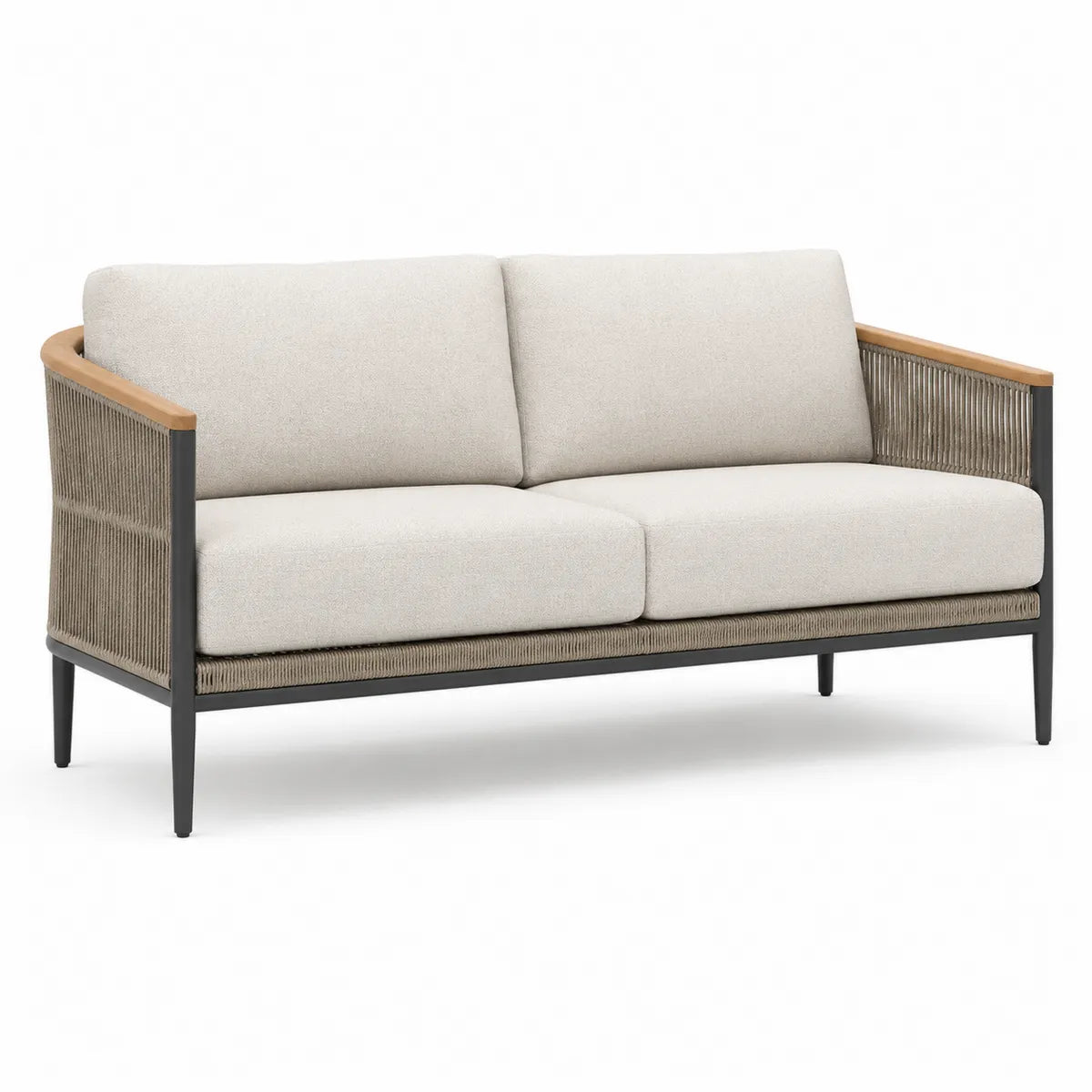 Sofa dwuosobowa z aluminium i poliestru 170 cm piaskowa