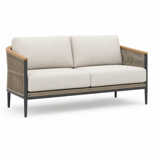 Sofa dwuosobowa z aluminium i poliestru 170 cm piaskowa