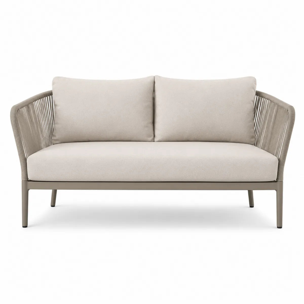 Dwuosobowa sofa ogrodowa aluminium poliestrowa beżowa