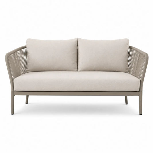 Dwuosobowa sofa ogrodowa aluminium poliestrowa beżowa