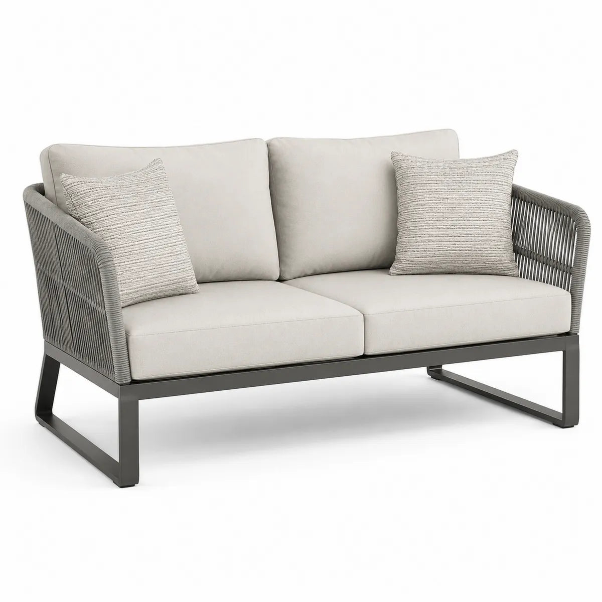 Sofa ogrodowa dwumiejscowa z aluminium z poduszkami z poliestru