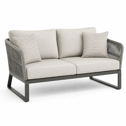 Sofa ogrodowa dwumiejscowa z aluminium z poduszkami z poliestru