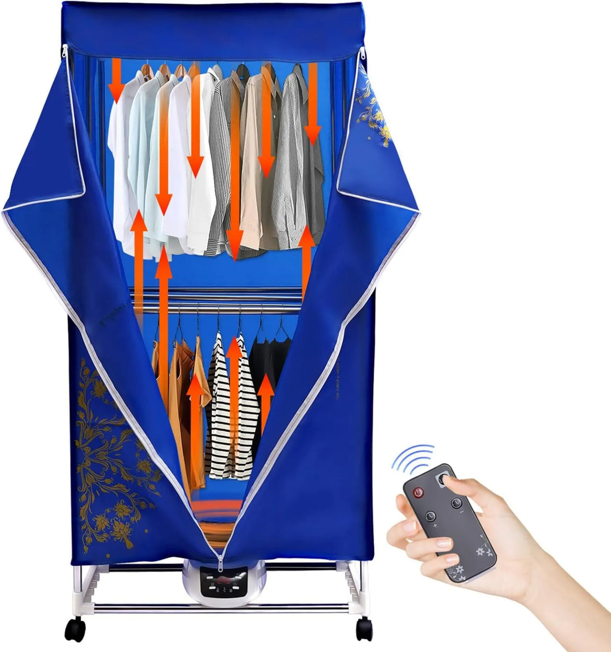 Suszarka do ubrań, 1500 W, 15 kg, 240 min, zdalne sterowanie, Elektryczna suszarka do prania, 1200-1500 W, przenośna szafa na ubrania