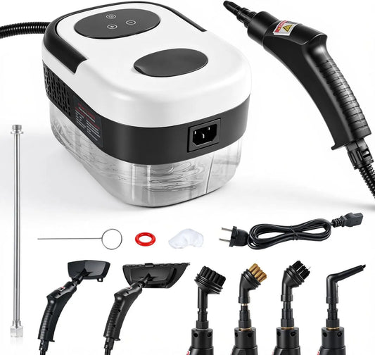 Wvoillty myjka parowa, Grzejnik elektryczny, 2500 W, duży zbiornik, para, ręczny czyszczący parowy 2500 W z 6 regulowanymi poziomami, zbiornik wodny 1200 ml