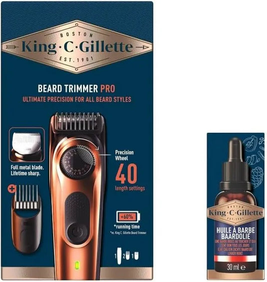 Gillette, Oil Barbe Man, PRO wyposażone w Precision Molette 40 Ustawień długości + King C, King Men 's elektryczny Barbe Man Kosiarka