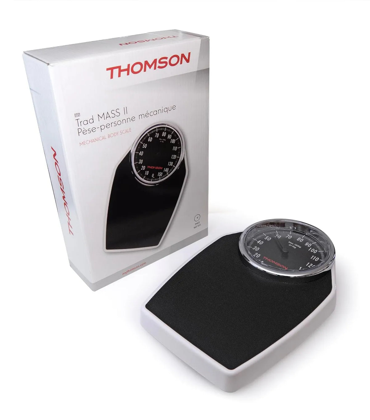 THOMSON, Taca antypoślizgowa, Mechanika Pes- Person bez stożka, Masa Trad 2, Duży 17 cm Livible Dial, Zakres do 160 kg, Czarny