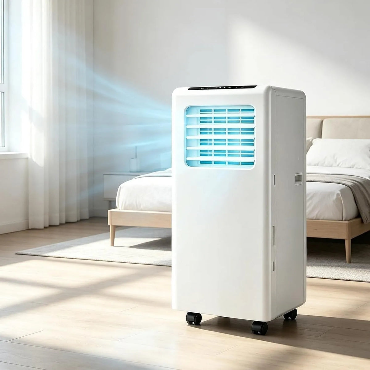 HUANQIN klimatyzator przenośny, Klimatyzator, przenośny, minutnik, Mobile Monobloc 14000 BTU z pilotem zdalnym, 9000btu, 24H minutnik i Ewakuacja Okno