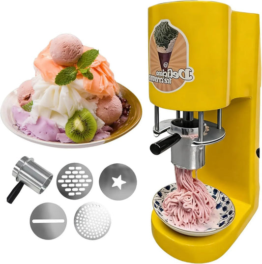 QITUJOUR, kostkarka do lodu, lodu i sorbetu, 80 W, 420 Ml, profesjonalna, stal nierdzewna, spaghetti