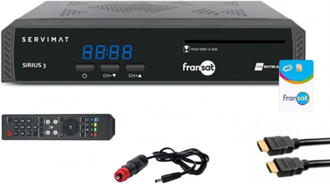 Servimat, Smart TV PC6, 12 V, TV, HDMI, Pack HD odbiornik telewizji satelitarnej + PC6 karta fransat + HDMI kabel + 12 V kabel