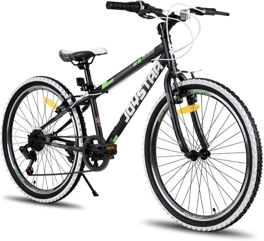 Rower dziecięcy, 20 cali, rower górski typu hardtail dla dzieci z 1-biegową przerzutką/7-biegową, białe opony nobby