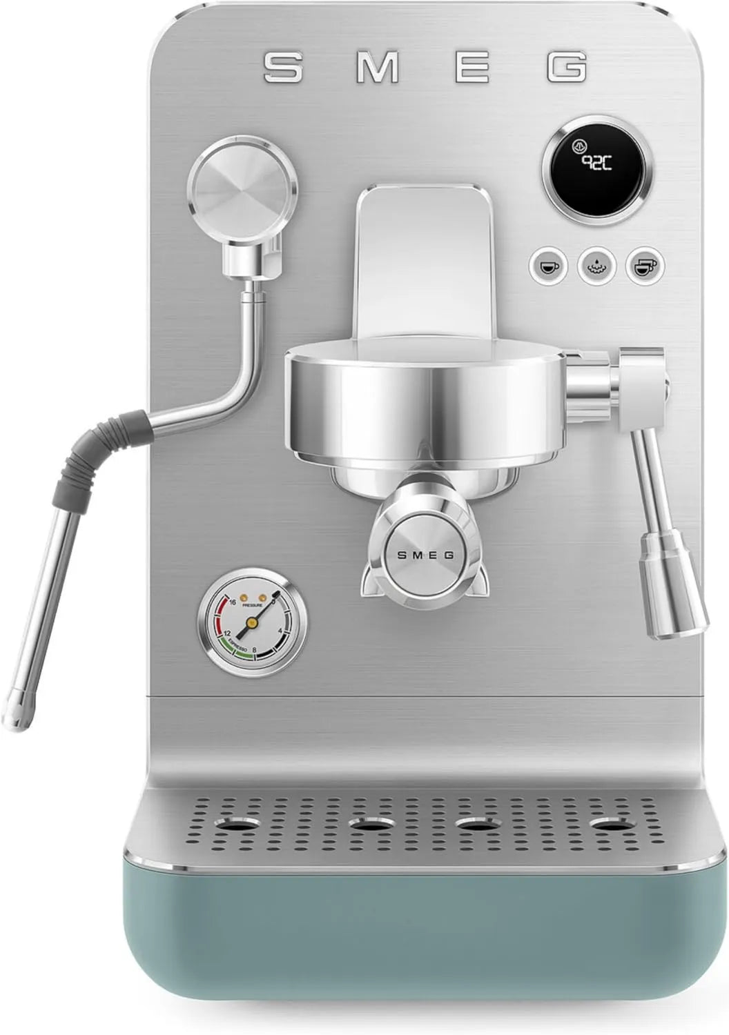 Smeg EMC02EGMEU ekspres ciśnieniowy, 1,7 l, 1700 W, 58 mm, funkcja pary, Ręczny ekspres do kawy do espresso MiniPro, potrójny blok termiczny