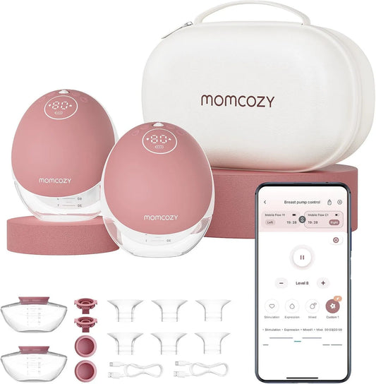momcozy, Pompa do mleka, pompa do karmienia piersią, czerwona, Zestaw 2