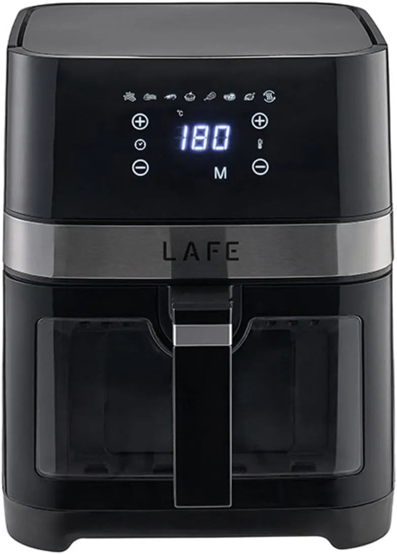 Lafé frytkownica beztłuszczowa, Bezolejowy Fry Lafe MasterFry 5 l 1500 W z LCD 7 programów automatyczne regulowane temperatury 80- 200°C, funkcja odszraniania powłoka
