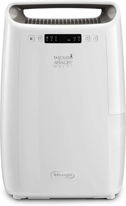 De'Longhi DEXD214RF R290 osuszacz powietrza, 2,1 l, Wielofunkcyjny osuszacz powietrza AriaDry, usuwa wilgoć w domu z filtracją 3 działań