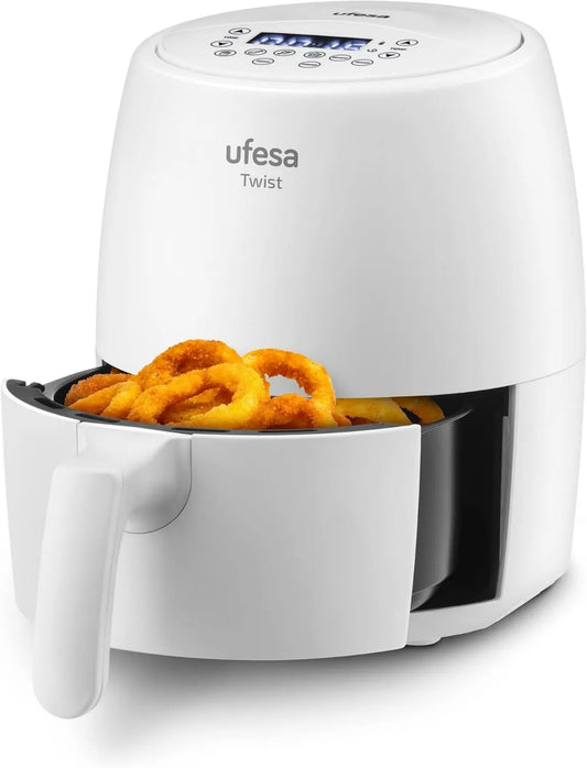 Ufesa frytkownica beztłuszczowa, Air elektryczny Frymaker, Twist, 2 l, 6 Programów, 1200 W, minutnik, BPA- free, PFOA-, Cool Toucher Body / Handle, 80oC, 200oC