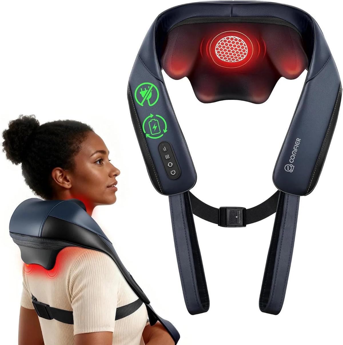 COMFIER, Elektryczny grzejnik, 2026 Masażer szyjki macicy Tylny radar, masaż bezprzewodowy Shiatsu 4D