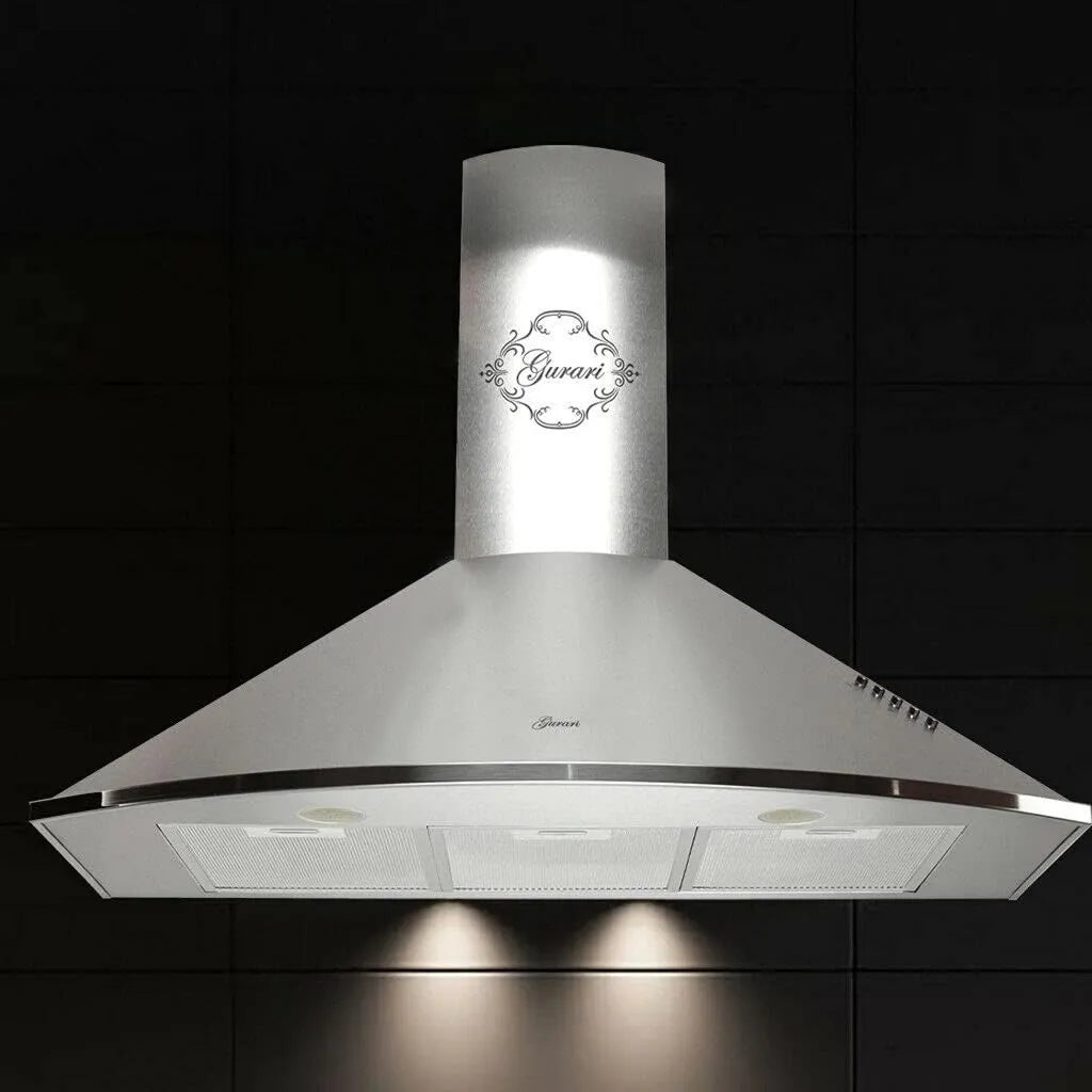 Gurari okap kuchenny, C 046, 90 cm, 1000 m3 / h, odpływ i recykling, stal nierdzewna