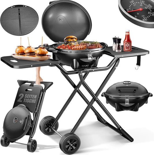 KESSER grill elektryczny, Termometr, Grill, stół, elektryczny stół do grillowania, powłoka nienakładająca się, czarny, na grill