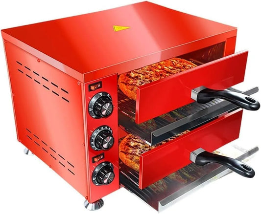 XSDAJSD piec do pizzy, Elektryczny mini piekarnik do pizzy, 12 cali, licznik, profesjonalny, 2 strefy temperatury, stal nierdzewna, machina