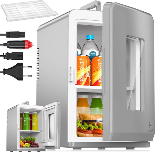 KESSER minilodówka, Elektryczna chłodnica V, 12, 15 l, 240 V, przenośna mini lodówka, ® Mini lodówka 2 w 1, gniazdko elektryczne i światło cygara